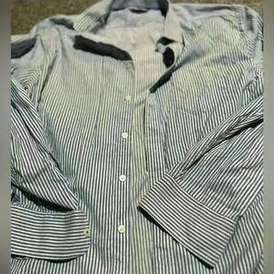 Untuck It‎ Button Up Long Sleeve Shirt Size large blue white stripe